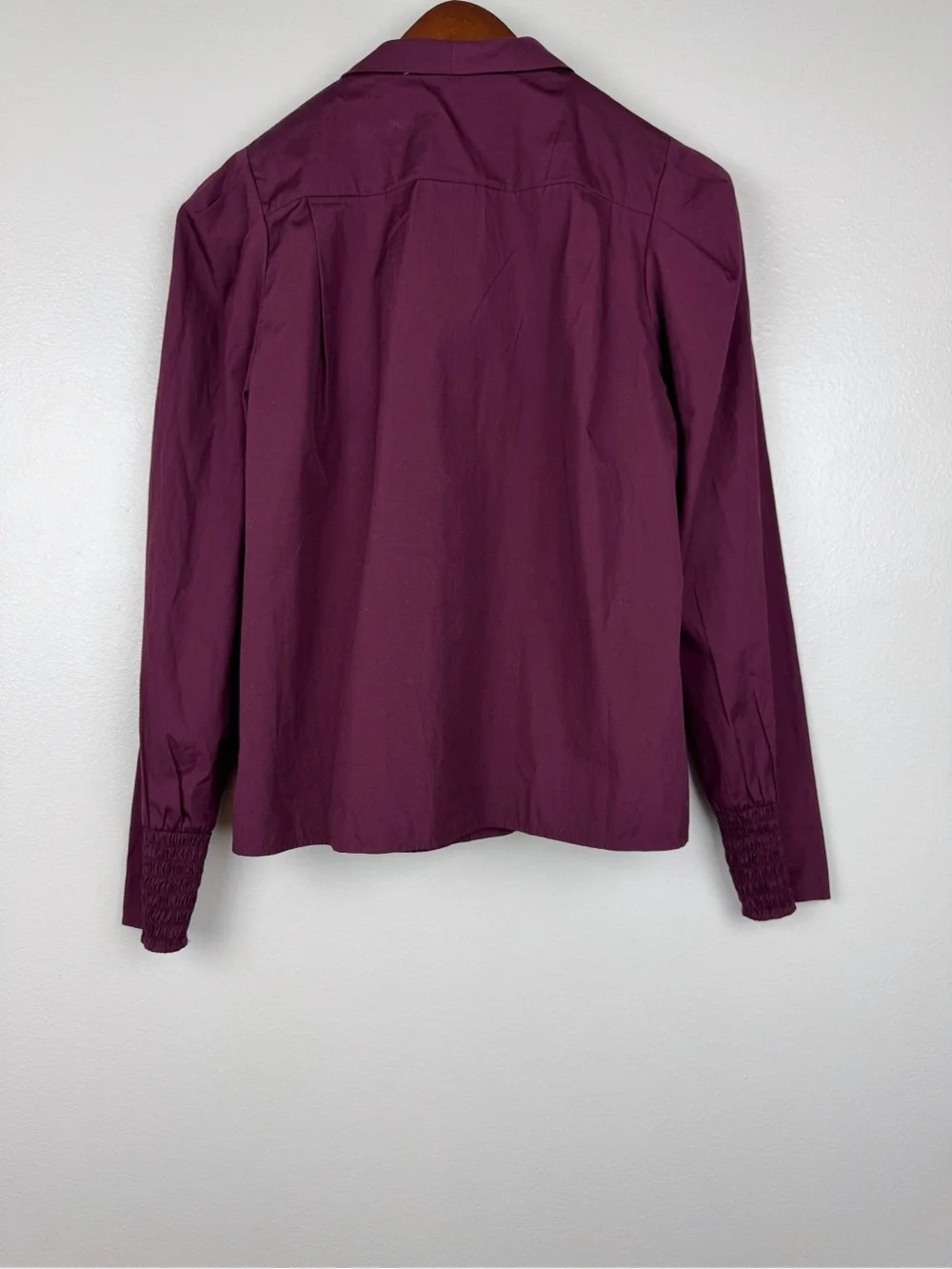 Madewell V-Neck Cotton Button Front Removeable Necktie Top Burgundy Size S NWOT